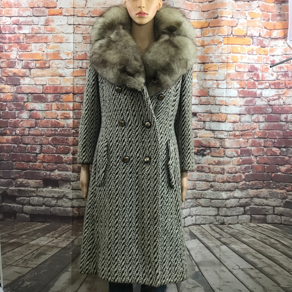 Vintage 1960's Fox Fur Wool Coat